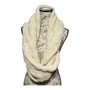 Peace & Pearls Stone Beige Ribbed Chenille Infinity Scarf